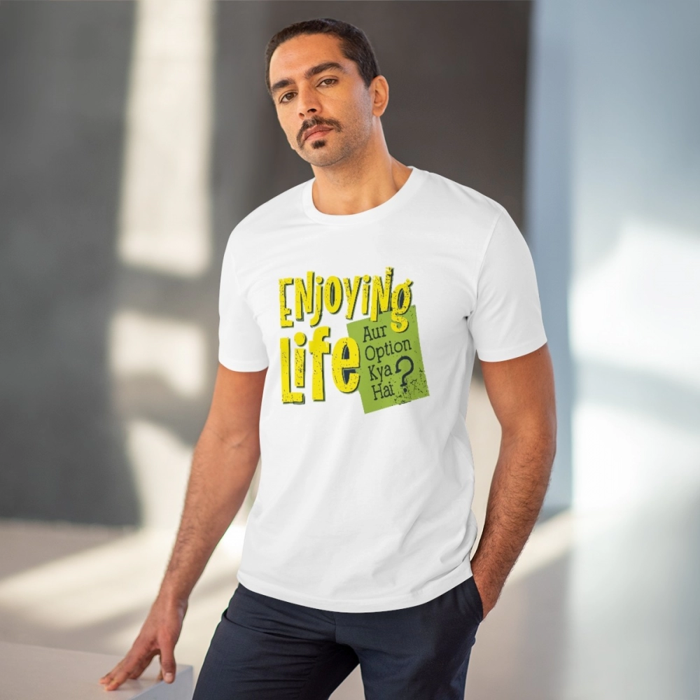 generic men's pc cotton enjoying life printed t shirt (color: white, thread count: 180gsm) generic men's pc cotton enjoying life printed t shirt (color: white, thread count: 180gsm)