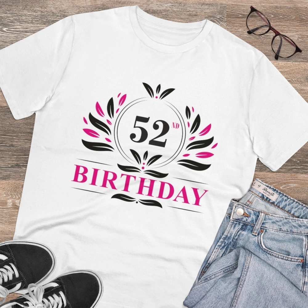generic men's pc cotton 52nd birthday printed t shirt (color: white, thread count: 180gsm) generic men's pc cotton 52nd birthday printed t shirt (color: white, thread count: 180gsm)