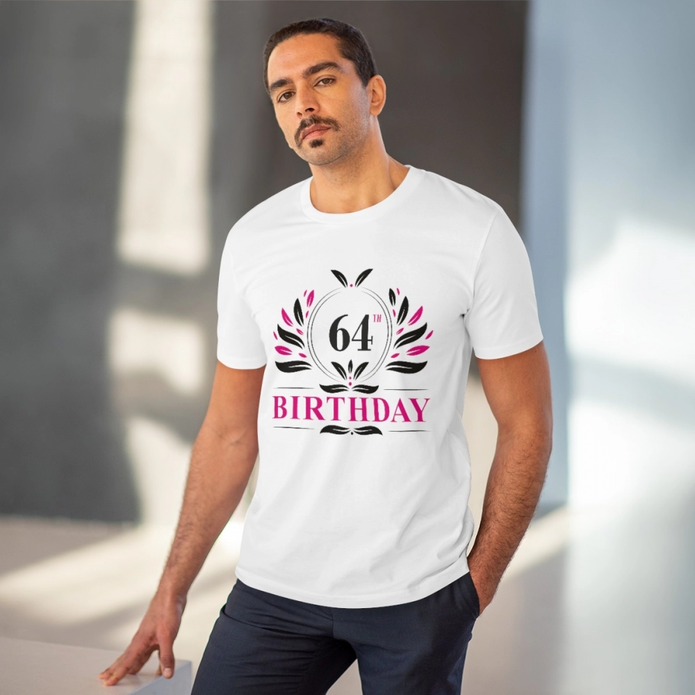 generic men's pc cotton 64th birthday printed t shirt (color: white, thread count: 180gsm) generic men's pc cotton 64th birthday printed t shirt (color: white, thread count: 180gsm)