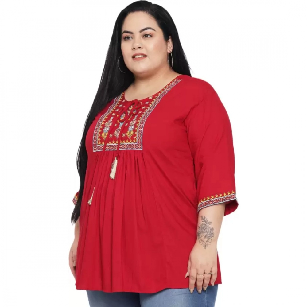 generic women's casual embroidered maroon top (color:maroon, material:rayon) generic women's casual embroidered maroon top (color:maroon, material:rayon)