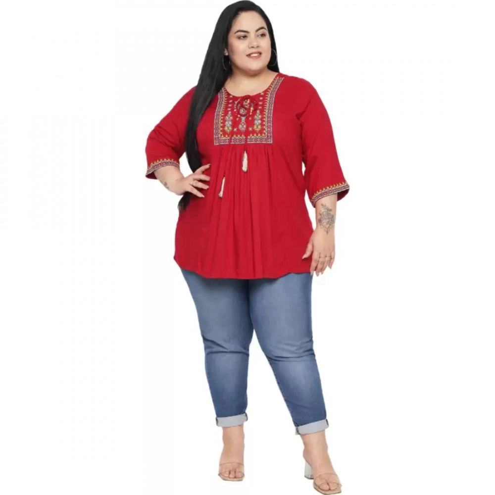 generic women's casual embroidered maroon top (color:maroon, material:rayon) generic women's casual embroidered maroon top (color:maroon, material:rayon)