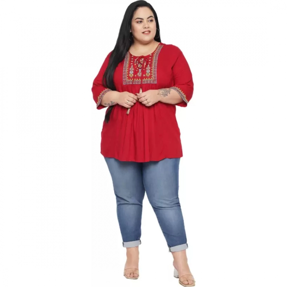 generic women's casual embroidered maroon top (color:maroon, material:rayon) generic women's casual embroidered maroon top (color:maroon, material:rayon)