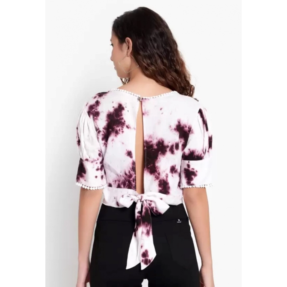 generic women's casual tie and dye purple top (color:purple, material:rayon) generic women's casual tie and dye purple top (color:purple, material:rayon)