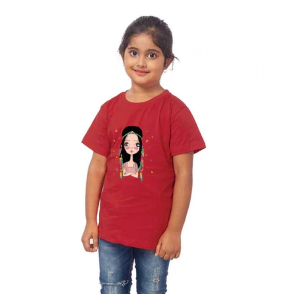 generic girls cotton tribal half sleeve tshirt (maroon) generic girls cotton tribal half sleeve tshirt (maroon)