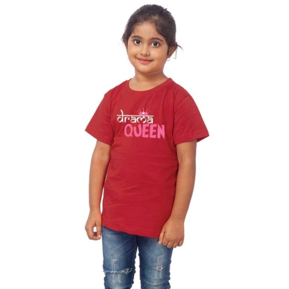 generic girls cotton drama queen half sleeve tshirt (maroon) generic girls cotton drama queen half sleeve tshirt (maroon)