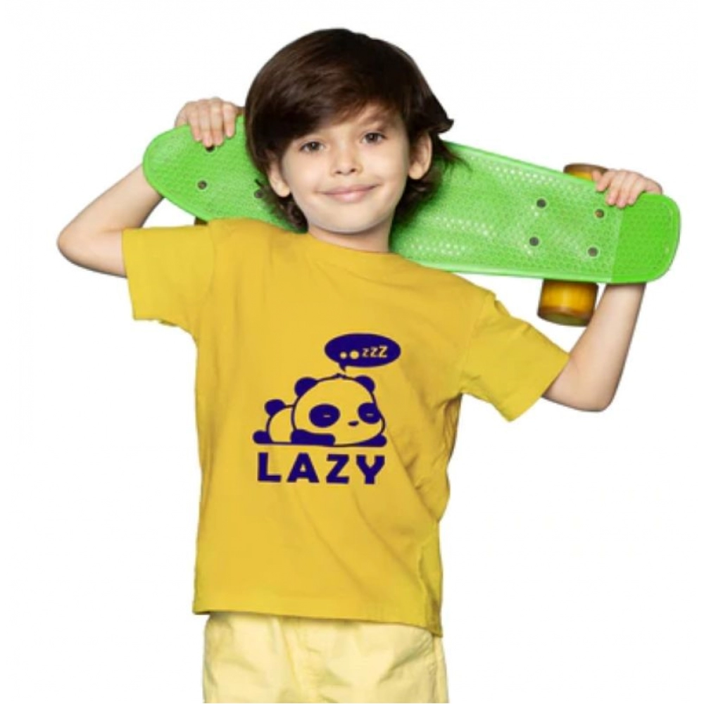 generic boys cotton lazy half sleeve tshirt (mustard) generic boys cotton lazy half sleeve tshirt (mustard)