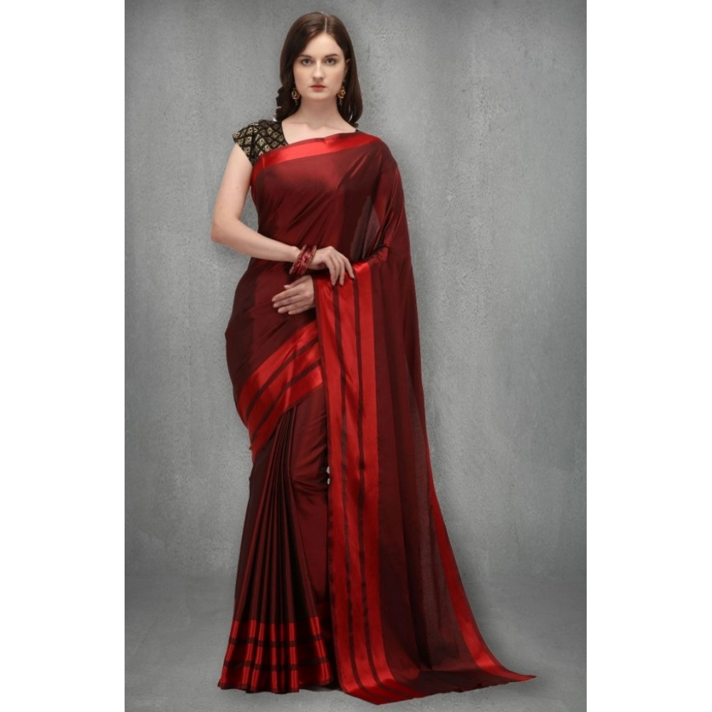 generic women's satin silk saree with blouse (red, 5 6 mtrs) generic women's satin silk saree with blouse (red, 5 6 mtrs)