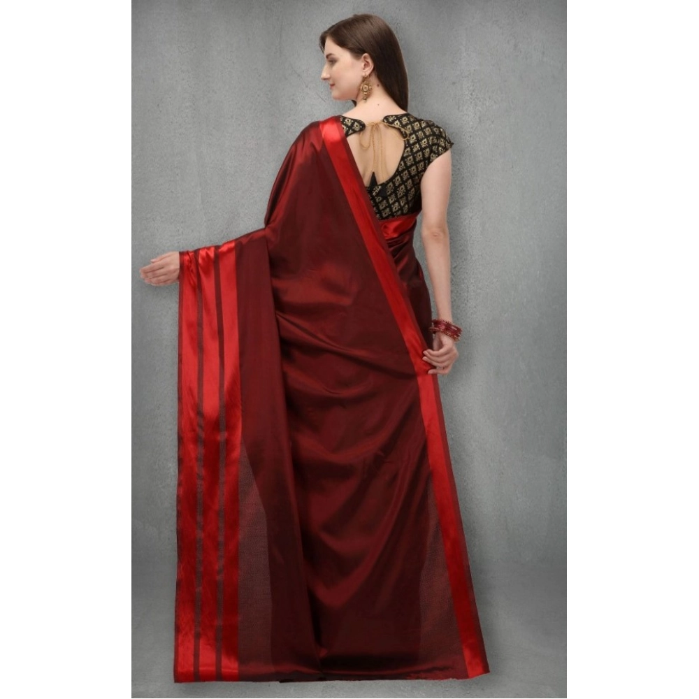 generic women's satin silk saree with blouse (red, 5 6 mtrs) generic women's satin silk saree with blouse (red, 5 6 mtrs)