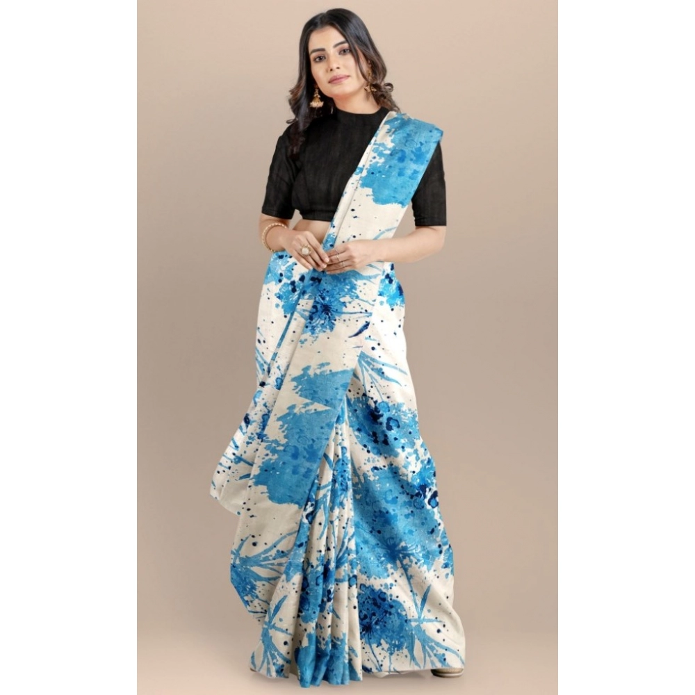 generic women's joya silk saree with blouse (sky, 5 6 mtrs)