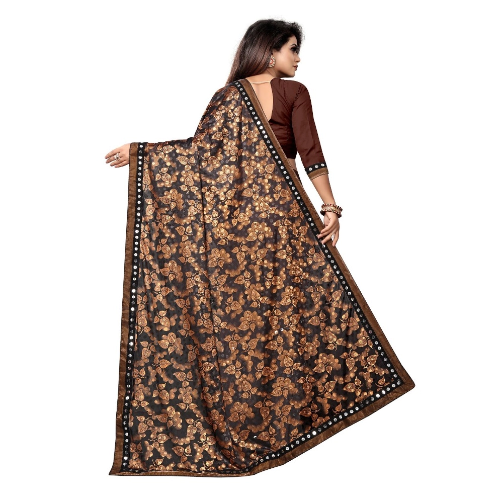 generic women's lycra blend saree with blouse (coffee, 5 6 mtrs) generic women's lycra blend saree with blouse (coffee, 5 6 mtrs)