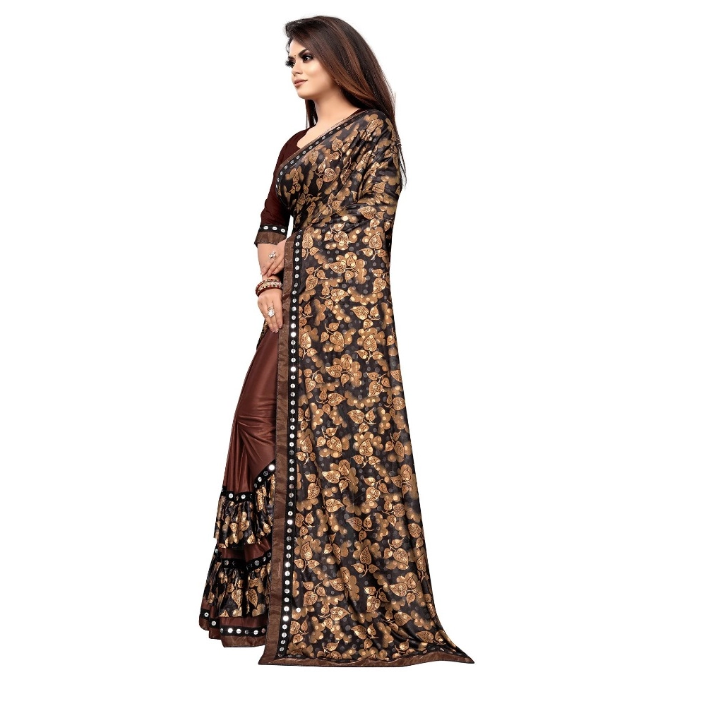 generic women's lycra blend saree with blouse (coffee, 5 6 mtrs) generic women's lycra blend saree with blouse (coffee, 5 6 mtrs)