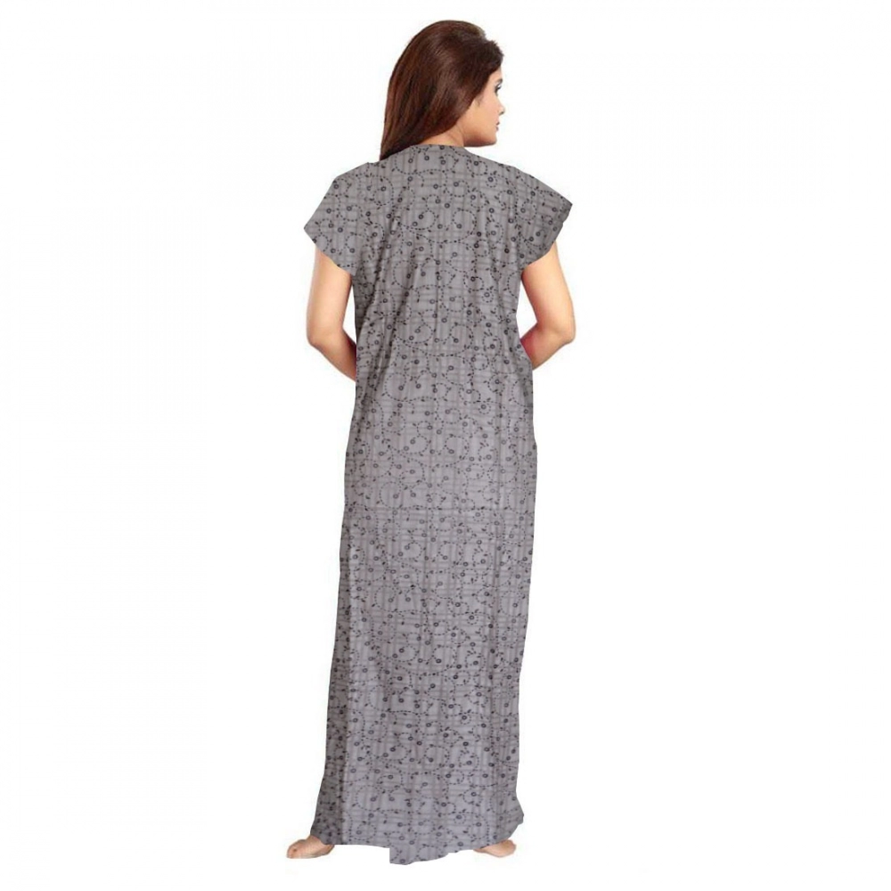generic women's cotton printed maxi nighty (grey) generic women's cotton printed maxi nighty (grey)