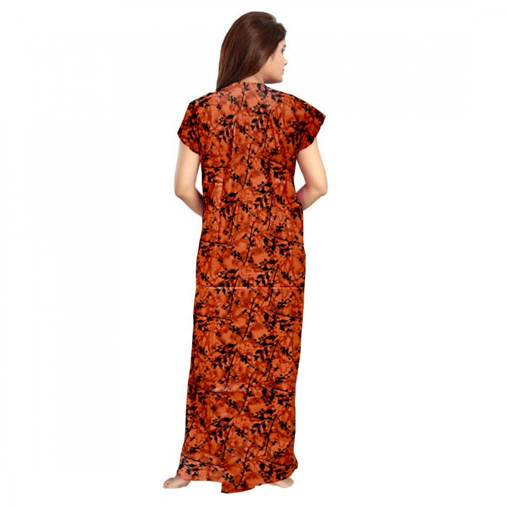 generic women's cotton printed maxi nighty (orange) generic women's cotton printed maxi nighty (orange)