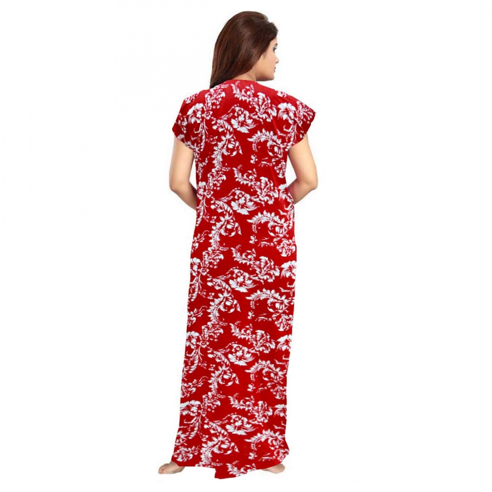 generic women's cotton printed maxi nighty (red) generic women's cotton printed maxi nighty (red)