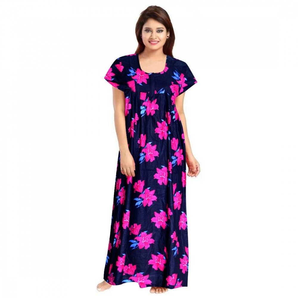 generic women's cotton printed maxi nighty (pink) generic women's cotton printed maxi nighty (pink)