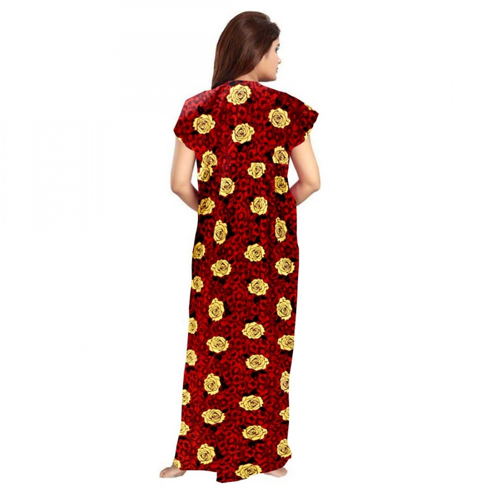 generic women's cotton printed maxi nighty (maroon) generic women's cotton printed maxi nighty (maroon)