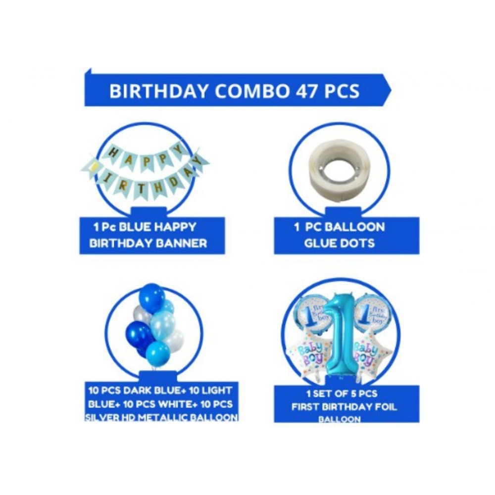 generic 1st birthday baby boytheme decorations kit combo (blue) generic 1st birthday baby boytheme decorations kit combo (blue)