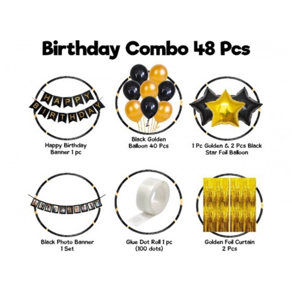 generic happy birthday decoration combo of curtain and metallic and foil balloons (multicolor) generic happy birthday decoration combo of curtain and metallic and foil balloons (multicolor)