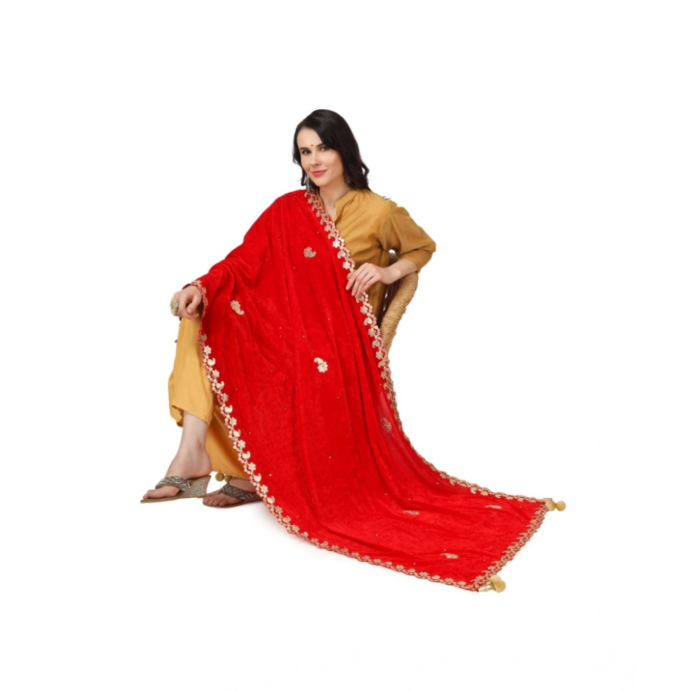 generic women's velvet gotta patti dupatta (red, length: 2.25 to 2.50 mtr) generic women's velvet gotta patti dupatta (red, length: 2.25 to 2.50 mtr)