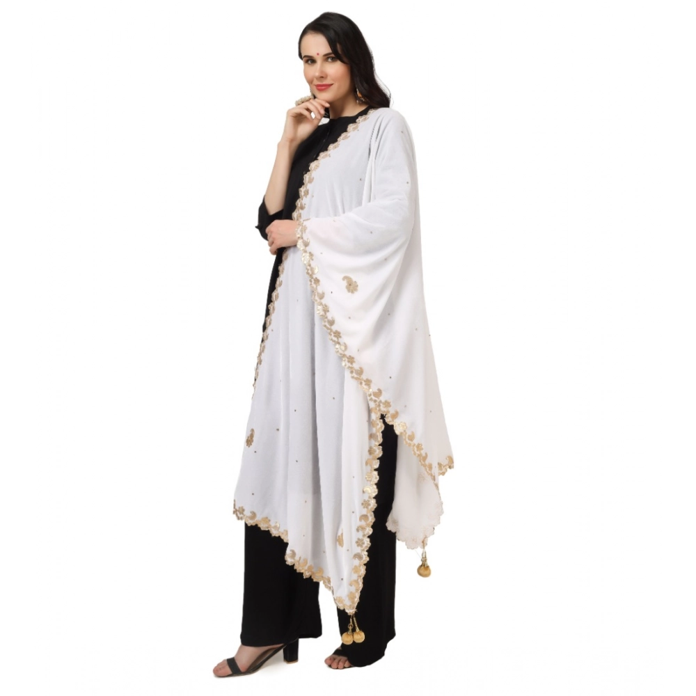 generic women's velvet gotta patti dupatta (white, length: 2.25 to 2.50 mtr) generic women's velvet gotta patti dupatta (white, length: 2.25 to 2.50 mtr)