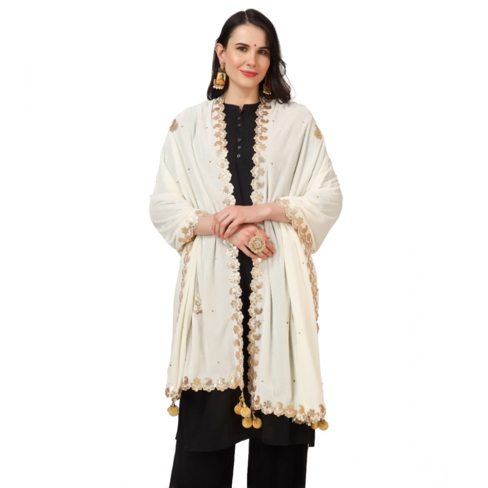 generic women's velvet gotta patti dupatta (off white, length: 2.25 to 2.50 mtr) generic women's velvet gotta patti dupatta (off white, length: 2.25 to 2.50 mtr)