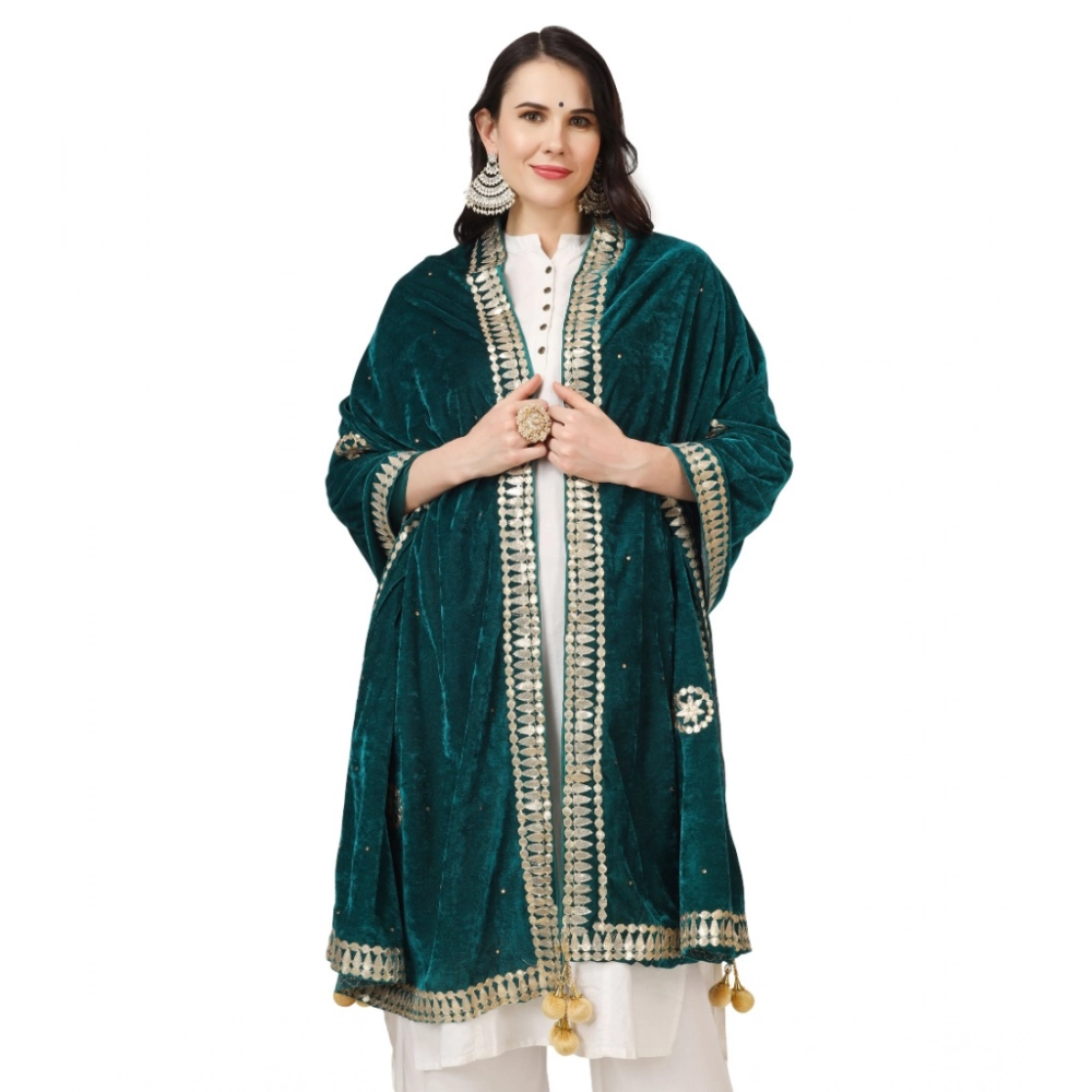 generic women's velvet gotta patti dupatta (dark green, length: 2.25 to 2.50 mtr) generic women's velvet gotta patti dupatta (dark green, length: 2.25 to 2.50 mtr)