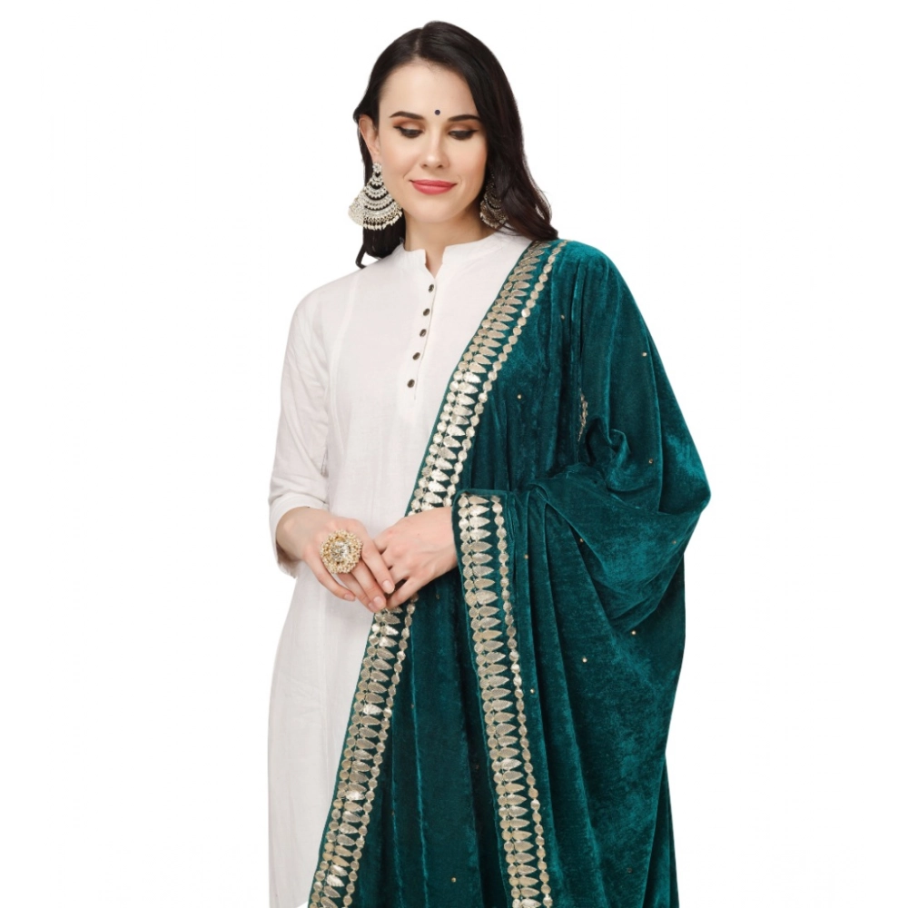 generic women's velvet gotta patti dupatta (dark green, length: 2.25 to 2.50 mtr) generic women's velvet gotta patti dupatta (dark green, length: 2.25 to 2.50 mtr)