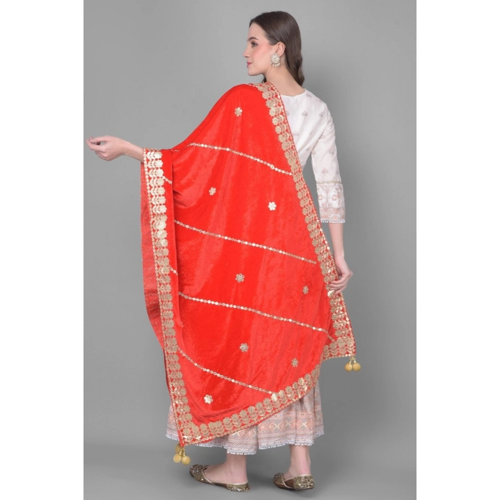 generic women's velvet gotta patti dupatta (red, length: 2.25 to 2.50 mtr) generic women's velvet gotta patti dupatta (red, length: 2.25 to 2.50 mtr)