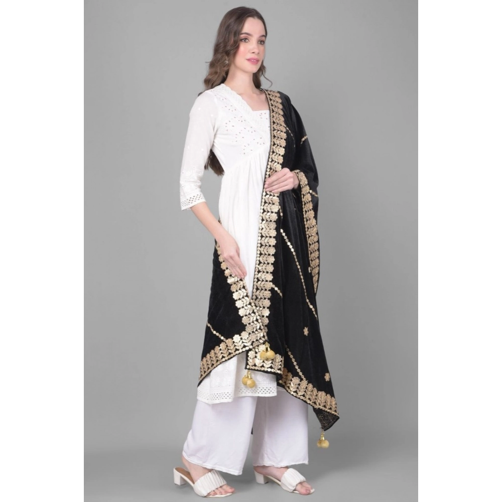 generic women's velvet gotta patti dupatta (black, length: 2.25 to 2.50 mtr) generic women's velvet gotta patti dupatta (black, length: 2.25 to 2.50 mtr)