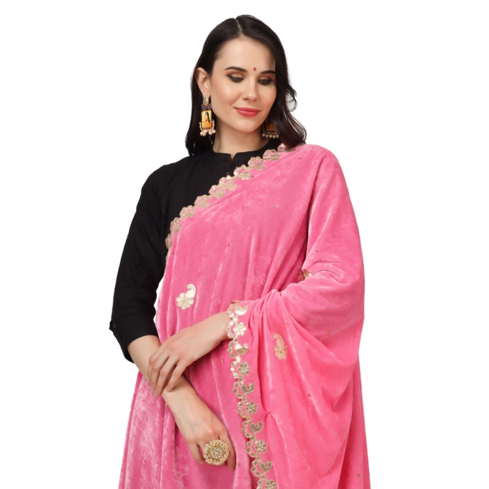 generic women's velvet gotta patti dupatta (pink, length: 2.25 to 2.50 mtr) generic women's velvet gotta patti dupatta (pink, length: 2.25 to 2.50 mtr)