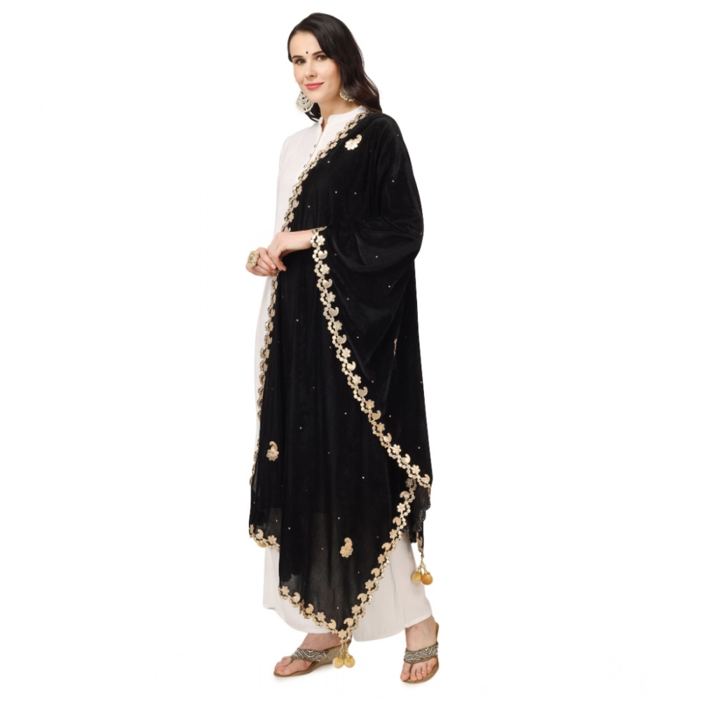 generic women's velvet gotta patti dupatta (black, length: 2.25 to 2.50 mtr) generic women's velvet gotta patti dupatta (black, length: 2.25 to 2.50 mtr)