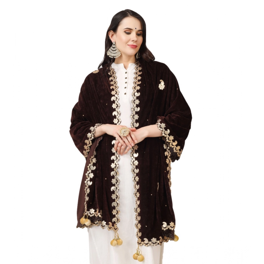generic women's velvet gotta patti dupatta (brown, length: 2.25 to 2.50 mtr) generic women's velvet gotta patti dupatta (brown, length: 2.25 to 2.50 mtr)