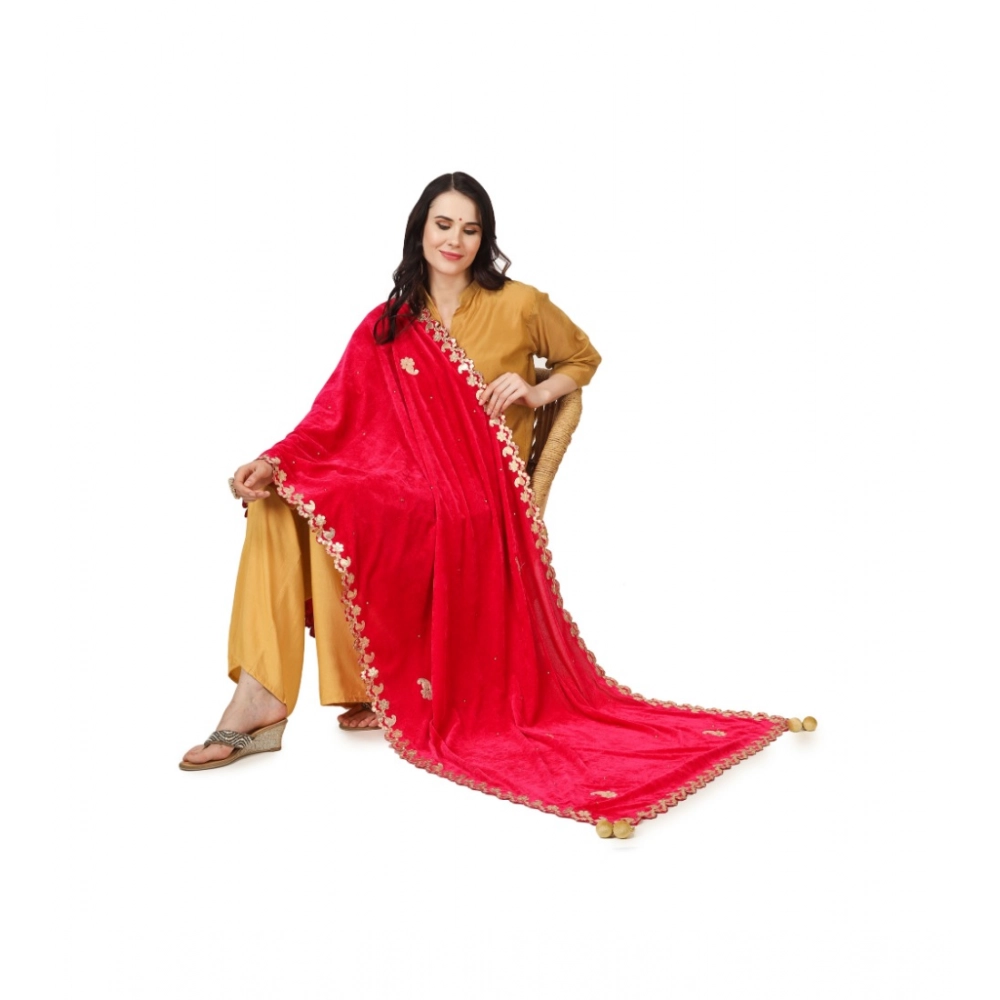 generic women's velvet gotta patti dupatta (pink, length: 2.25 to 2.50 mtr) generic women's velvet gotta patti dupatta (pink, length: 2.25 to 2.50 mtr)