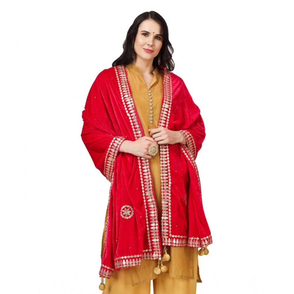 generic women's velvet gotta patti dupatta (pink, length: 2.25 to 2.50 mtr) generic women's velvet gotta patti dupatta (pink, length: 2.25 to 2.50 mtr)