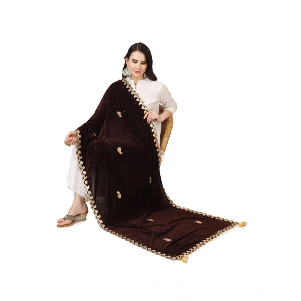generic women's velvet gotta patti dupatta (brown, length: 2.25 to 2.50 mtr) generic women's velvet gotta patti dupatta (brown, length: 2.25 to 2.50 mtr)