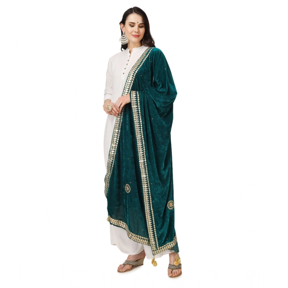 generic women's velvet gotta patti dupatta (dark green, length: 2.25 to 2.50 mtr) generic women's velvet gotta patti dupatta (dark green, length: 2.25 to 2.50 mtr)