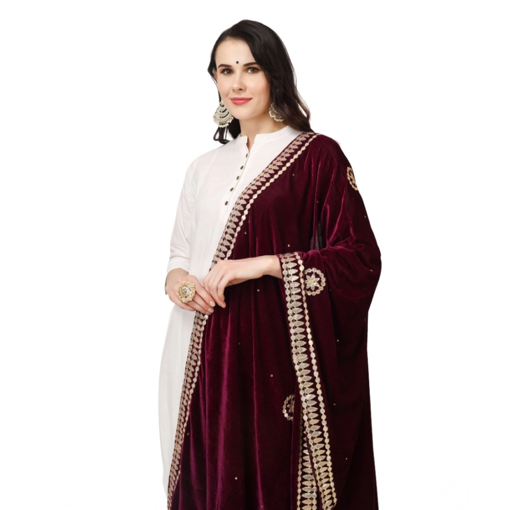 generic women's velvet gotta patti dupatta (purple, length: 2.25 to 2.50 mtr) generic women's velvet gotta patti dupatta (purple, length: 2.25 to 2.50 mtr)