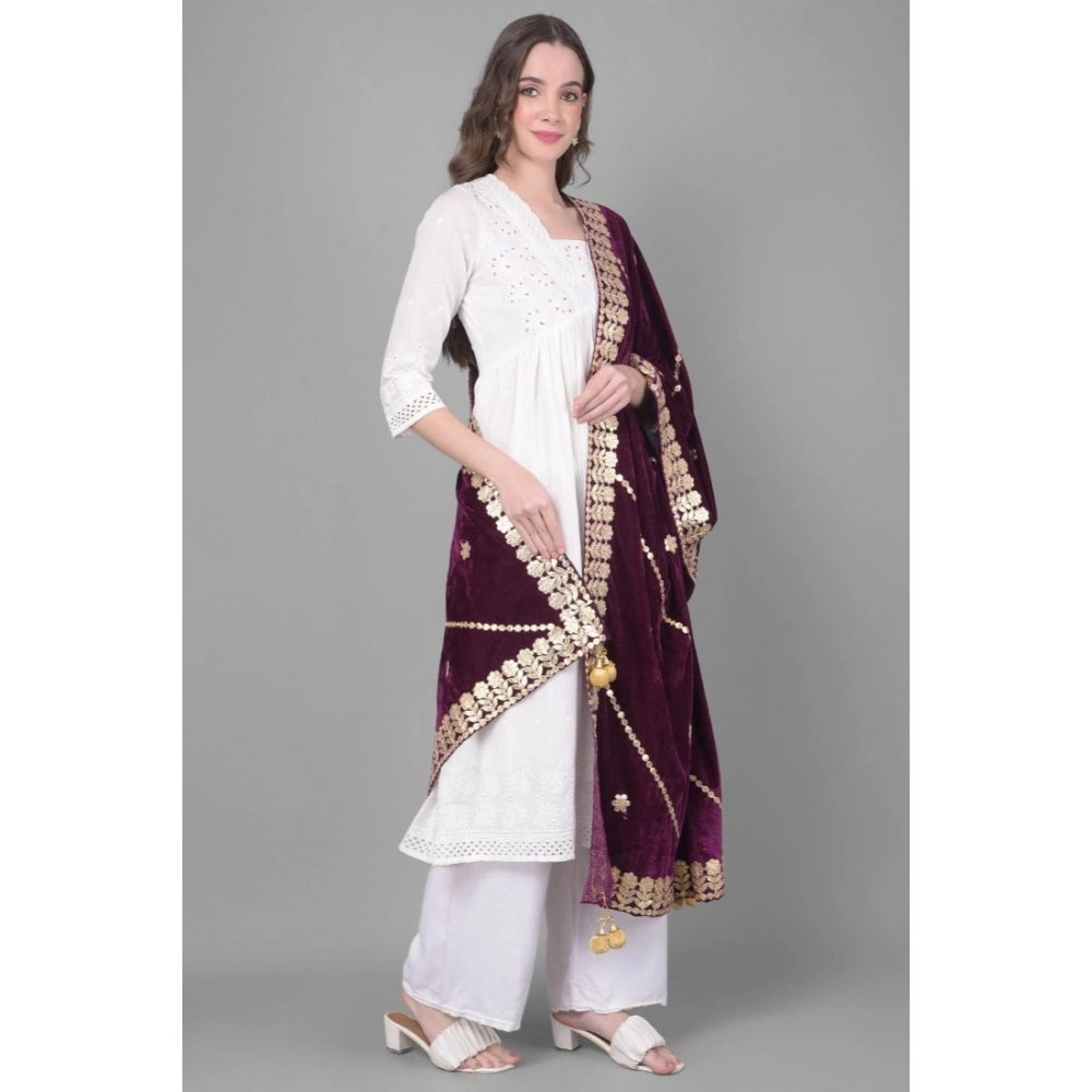 generic women's velvet gotta patti dupatta (wine, length: 2.25 to 2.50 mtr) generic women's velvet gotta patti dupatta (wine, length: 2.25 to 2.50 mtr)