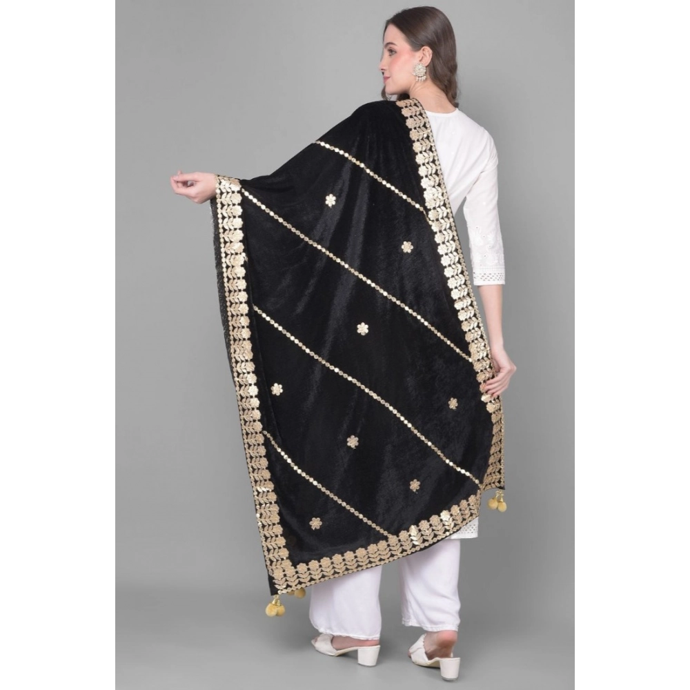 generic women's velvet gotta patti dupatta (black, length: 2.25 to 2.50 mtr) generic women's velvet gotta patti dupatta (black, length: 2.25 to 2.50 mtr)