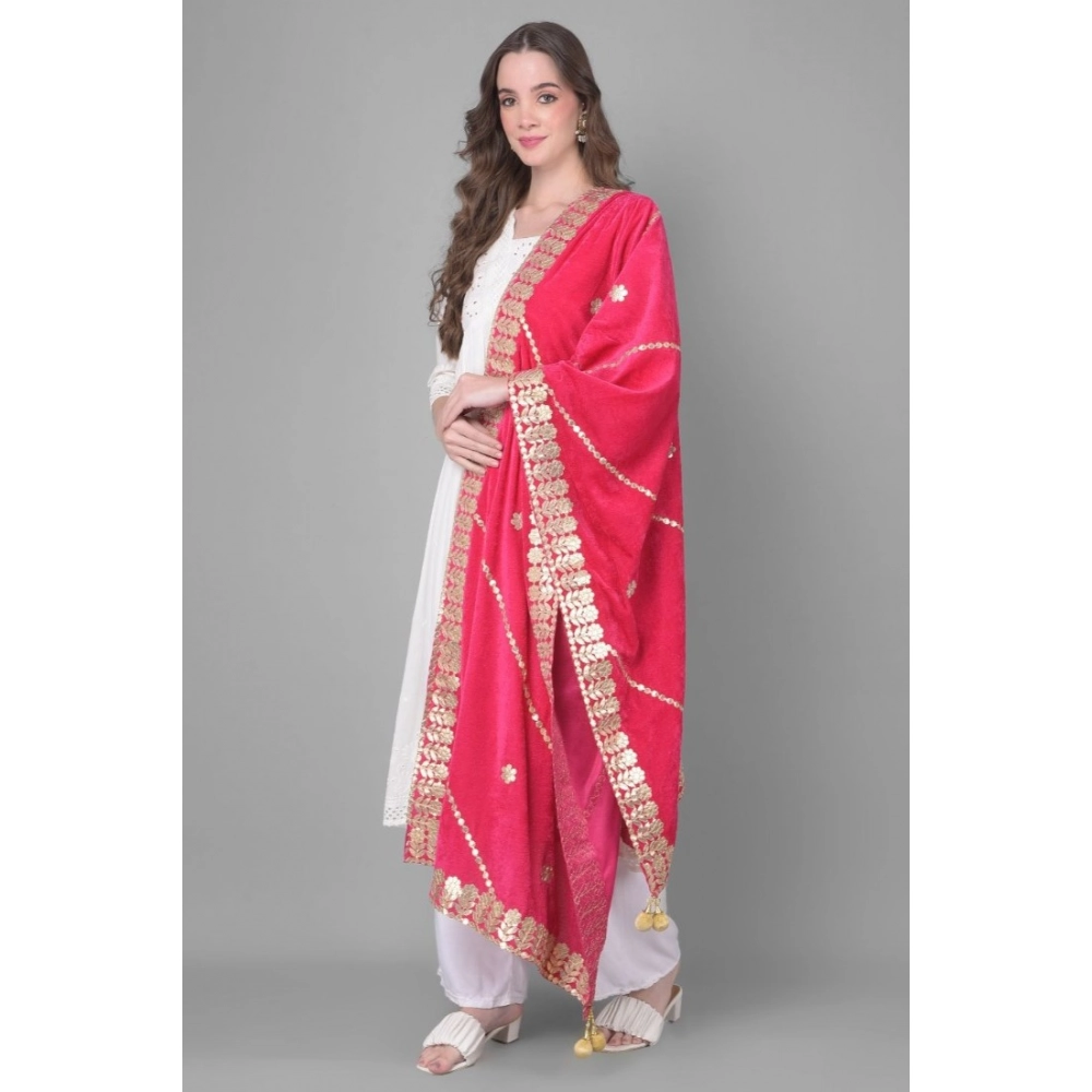 generic women's velvet gotta patti dupatta (pink, length: 2.25 to 2.50 mtr) generic women's velvet gotta patti dupatta (pink, length: 2.25 to 2.50 mtr)