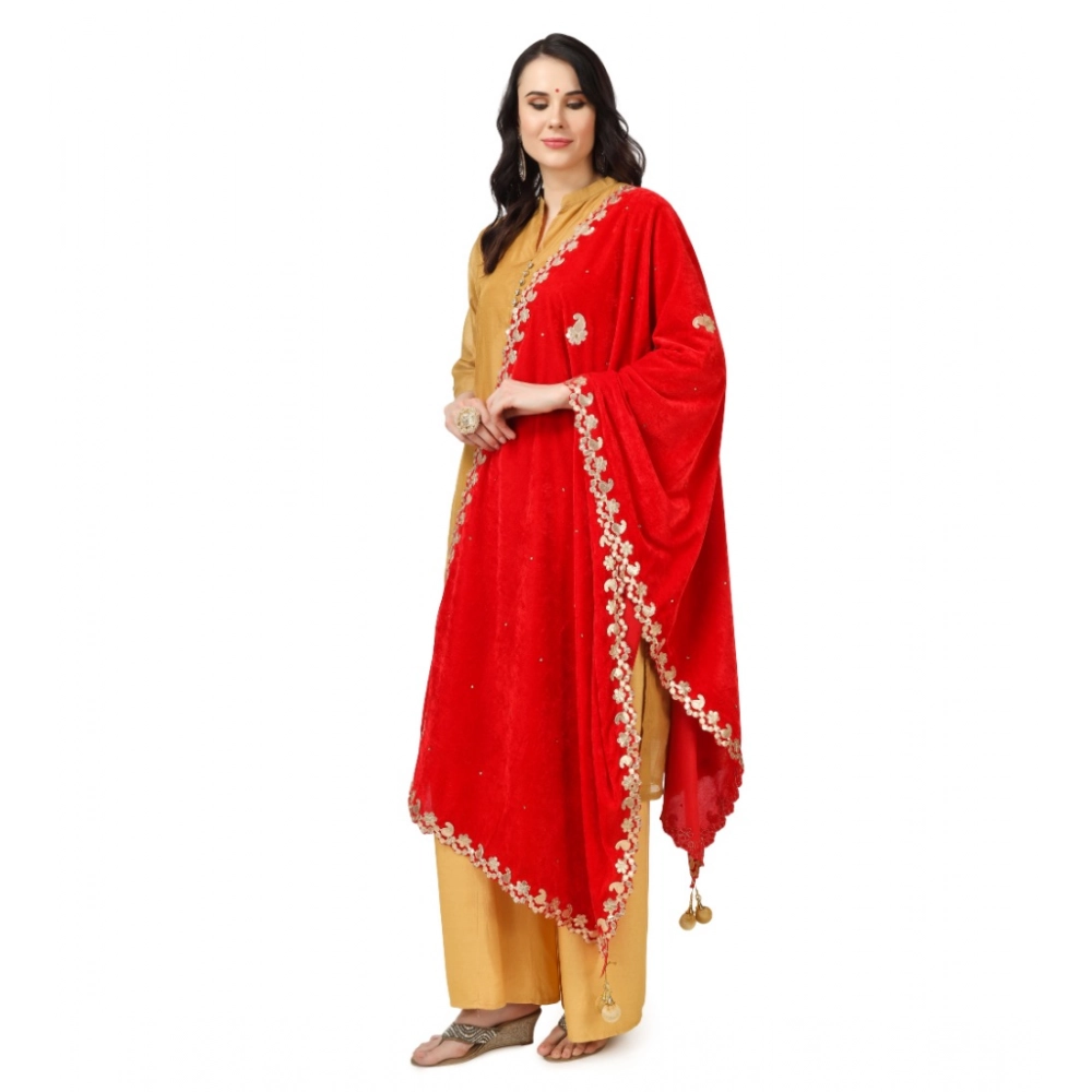 generic women's velvet gotta patti dupatta (red, length: 2.25 to 2.50 mtr) generic women's velvet gotta patti dupatta (red, length: 2.25 to 2.50 mtr)