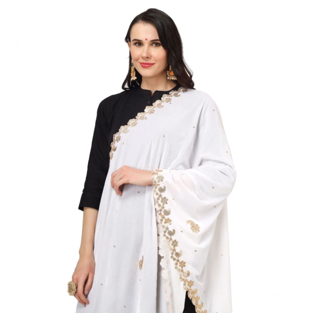 generic women's velvet gotta patti dupatta (white, length: 2.25 to 2.50 mtr) generic women's velvet gotta patti dupatta (white, length: 2.25 to 2.50 mtr)