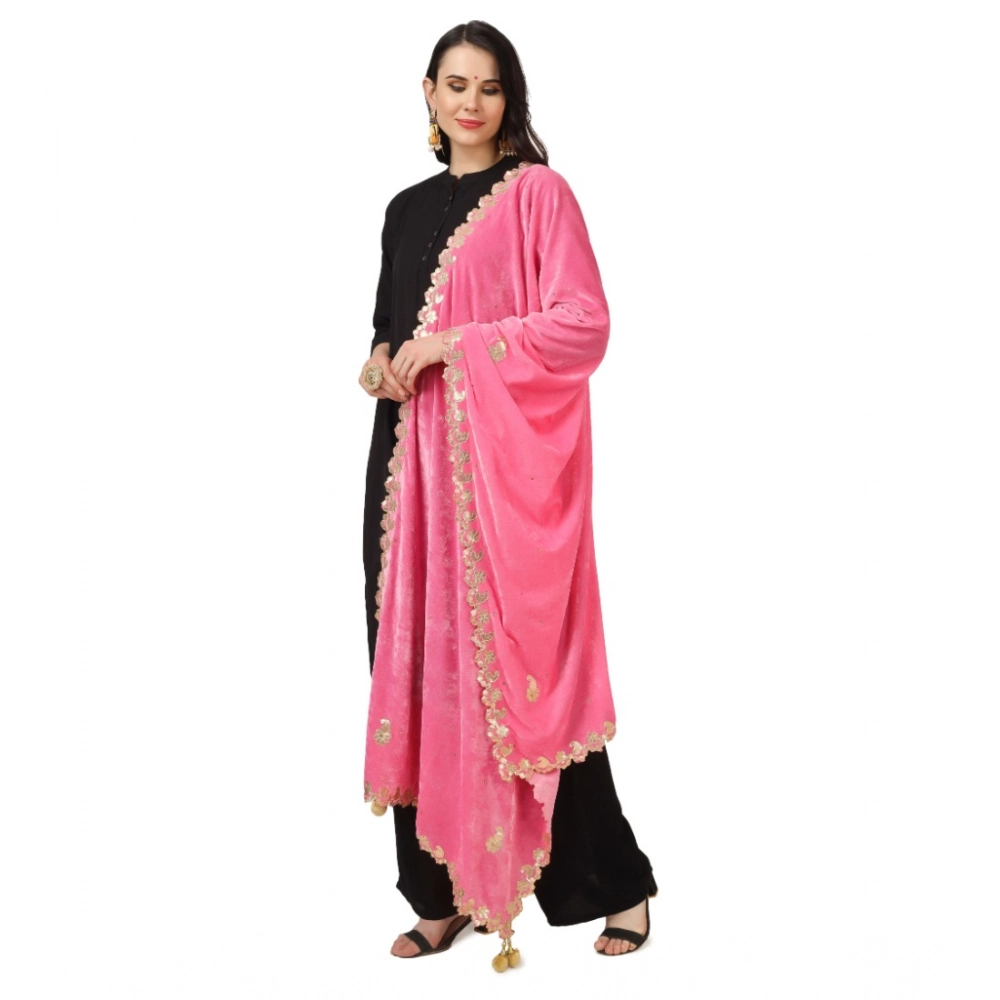 generic women's velvet gotta patti dupatta (pink, length: 2.25 to 2.50 mtr) generic women's velvet gotta patti dupatta (pink, length: 2.25 to 2.50 mtr)