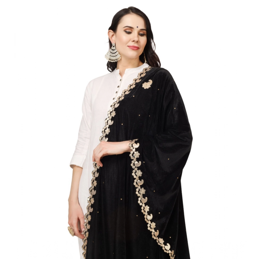 generic women's velvet gotta patti dupatta (black, length: 2.25 to 2.50 mtr) generic women's velvet gotta patti dupatta (black, length: 2.25 to 2.50 mtr)