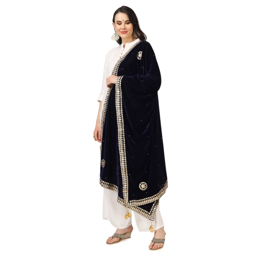 generic women's velvet gotta patti dupatta (blue, length: 2.25 to 2.50 mtr) generic women's velvet gotta patti dupatta (blue, length: 2.25 to 2.50 mtr)