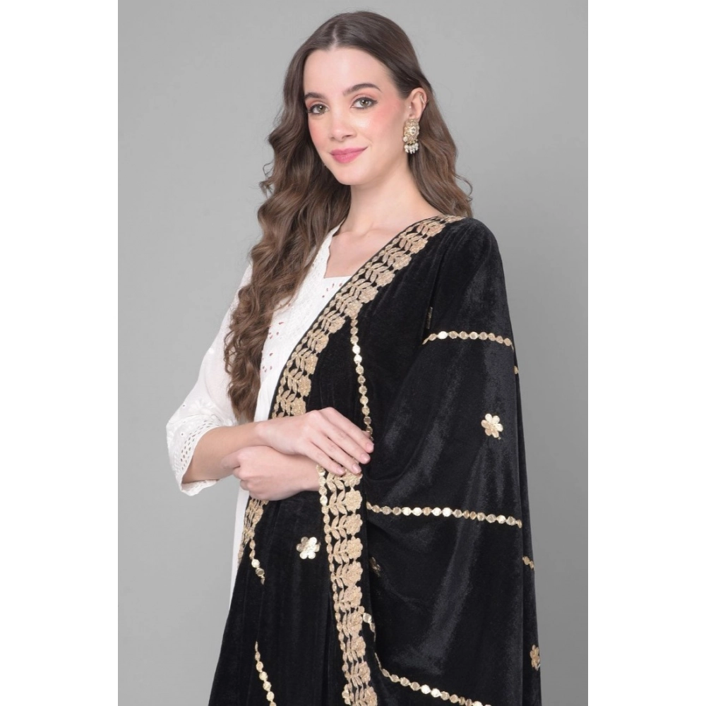 generic women's velvet gotta patti dupatta (black, length: 2.25 to 2.50 mtr) generic women's velvet gotta patti dupatta (black, length: 2.25 to 2.50 mtr)