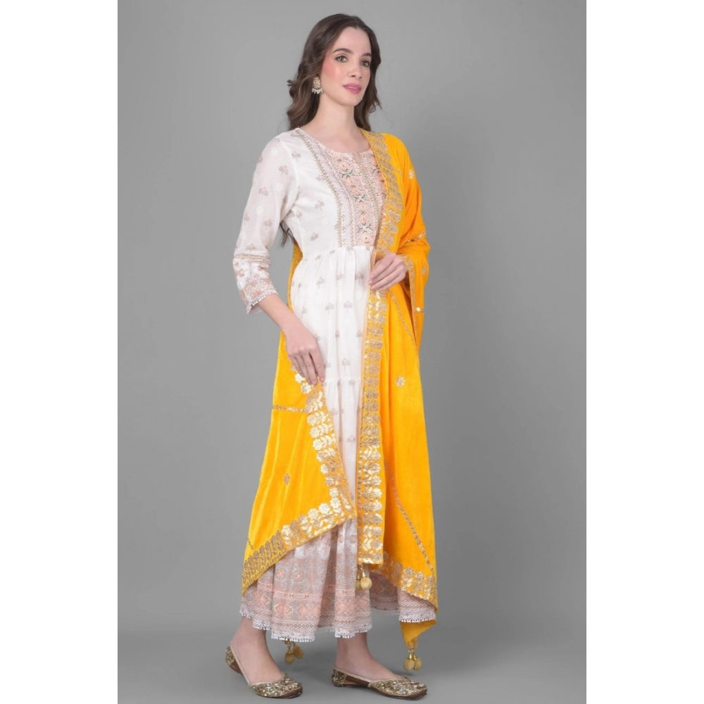 generic women's velvet gotta patti dupatta (yellow, length: 2.25 to 2.50 mtr) generic women's velvet gotta patti dupatta (yellow, length: 2.25 to 2.50 mtr)