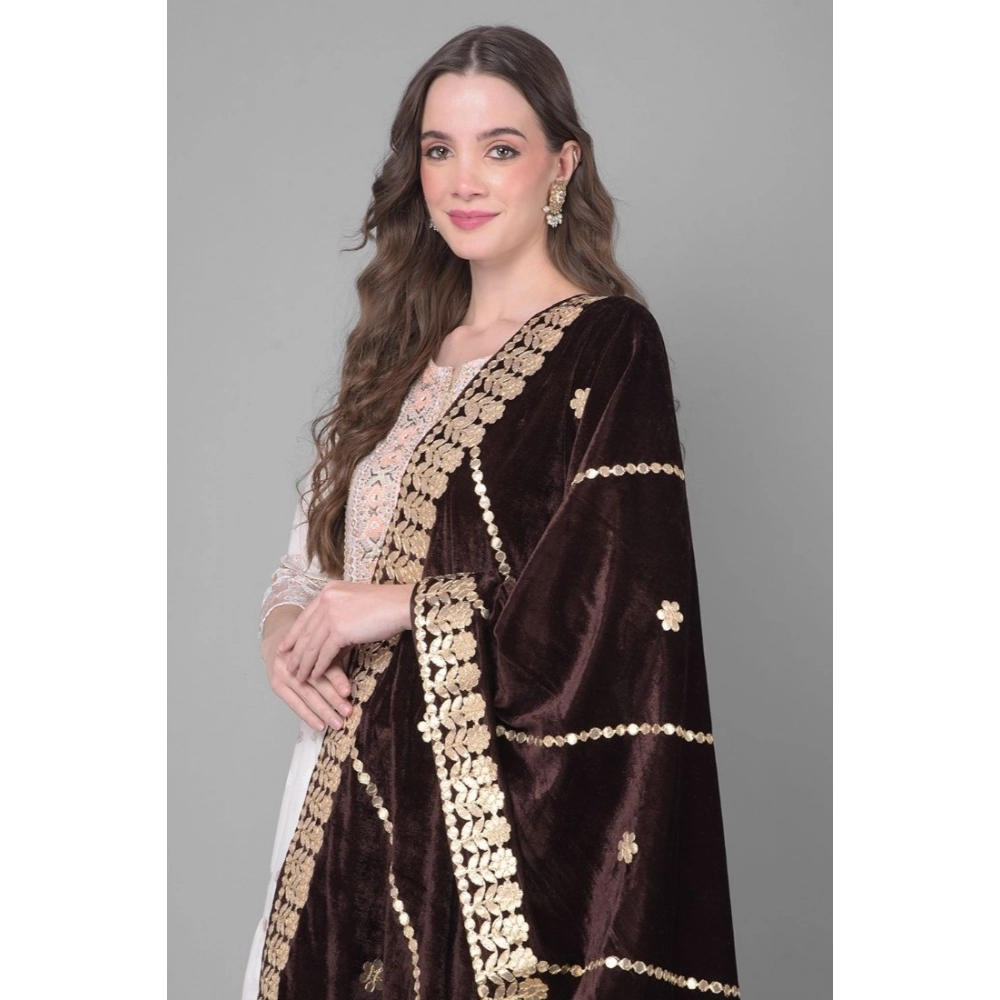 generic women's velvet gotta patti dupatta (brown, length: 2.25 to 2.50 mtr) generic women's velvet gotta patti dupatta (brown, length: 2.25 to 2.50 mtr)