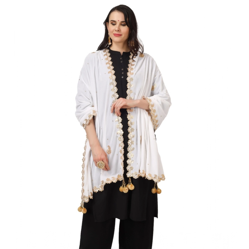 generic women's velvet gotta patti dupatta (white, length: 2.25 to 2.50 mtr) generic women's velvet gotta patti dupatta (white, length: 2.25 to 2.50 mtr)
