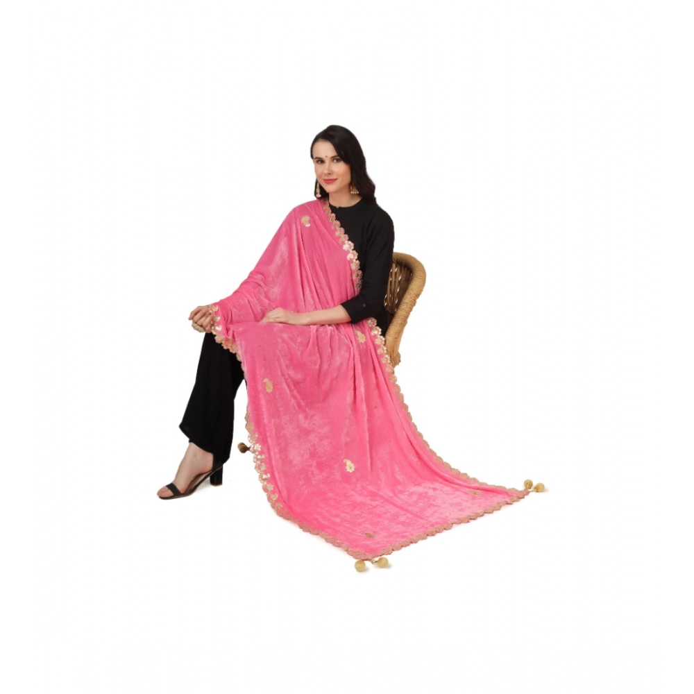 generic women's velvet gotta patti dupatta (pink, length: 2.25 to 2.50 mtr) generic women's velvet gotta patti dupatta (pink, length: 2.25 to 2.50 mtr)